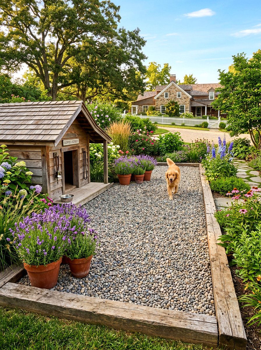 Pea Gravel Dog Run - 30 backyard dog run ideas