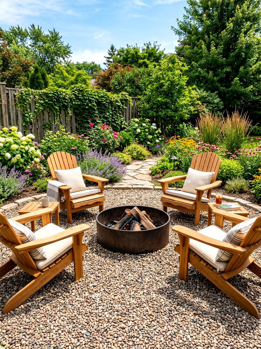Pea Gravel Fire Pit Area - 30 fire pit landscaping ideas