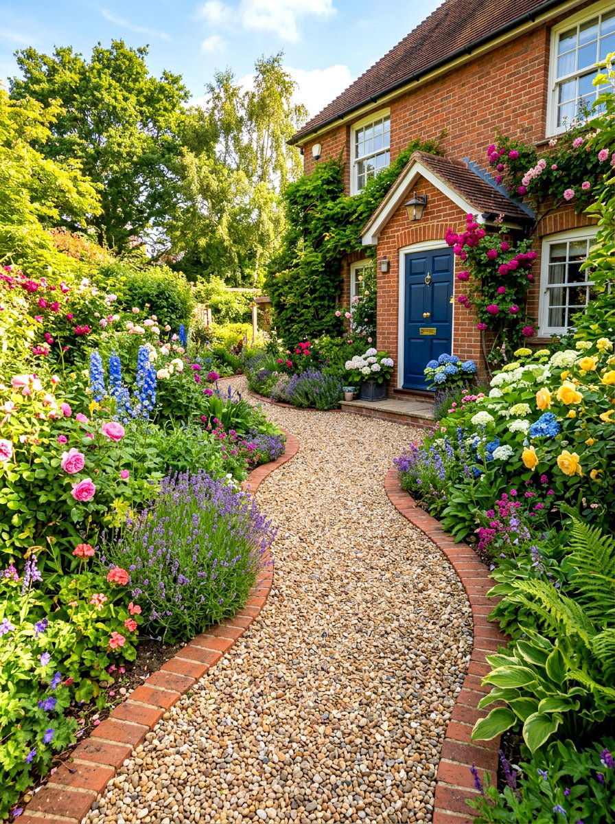 Pea Gravel Garden Path - 30 gravel front yard landscaping ideas