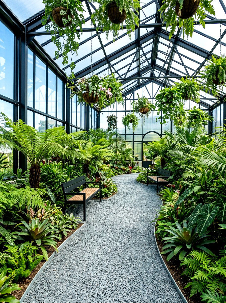 Pea Gravel Greenhouse Path - 30 greenhouse walkway ideas