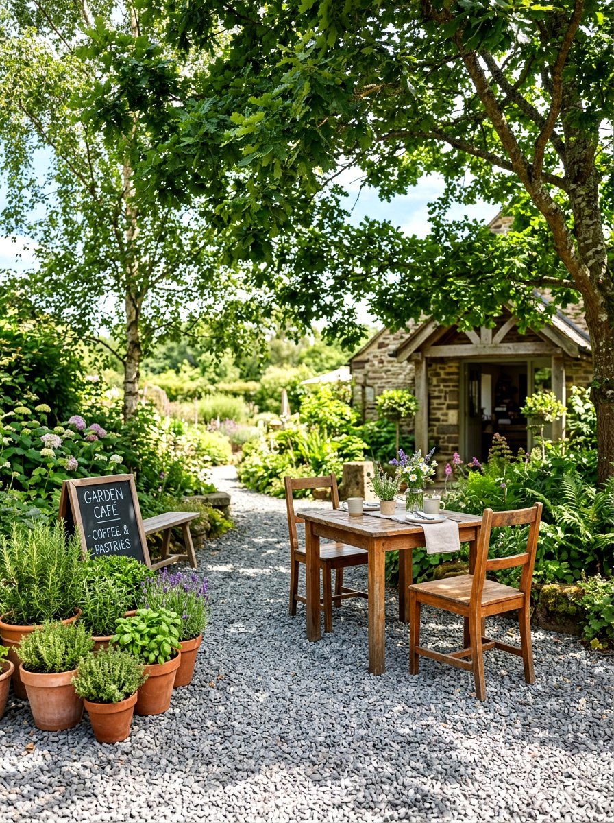 Pea Gravel Outdoor Cafe - 30 Nancy Meyers outdoor dining ideas