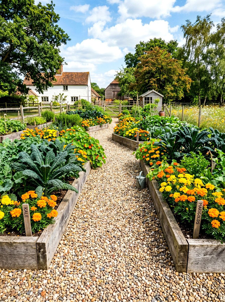 Pea Gravel Path - 30 raised bed path ideas