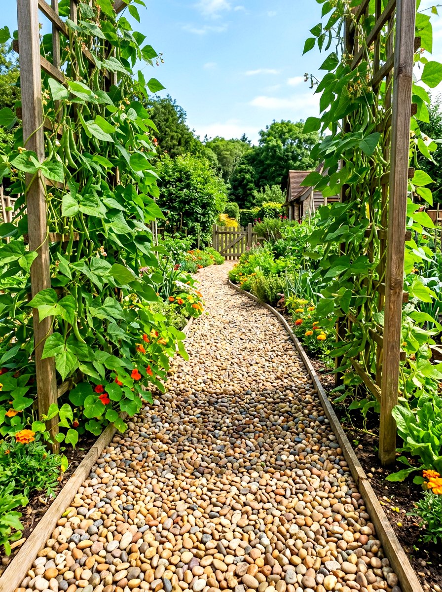 Pea Gravel Path - 30 vegetable garden path ideas