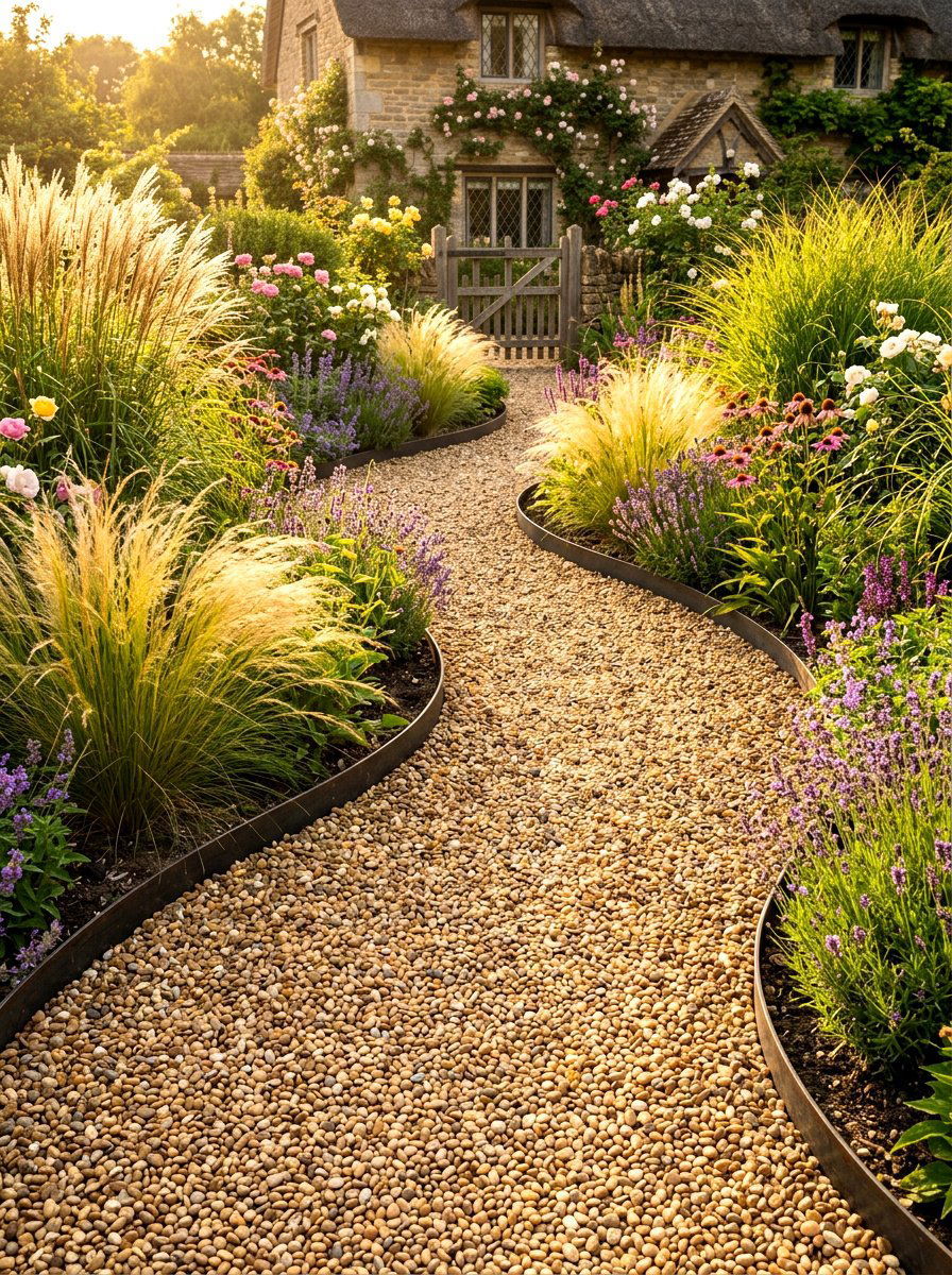 Pea Gravel Path - 30 low water backyard ideas