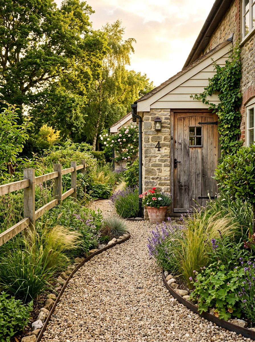 Pea Gravel Path To Side Entry - 30 side entry curb appeal ideas
