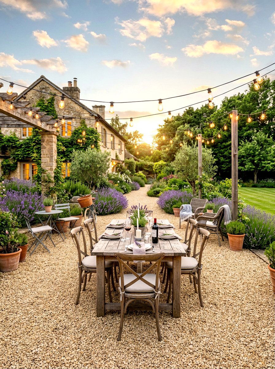 Pea Gravel Patio - 30 low maintenance landscaping ideas