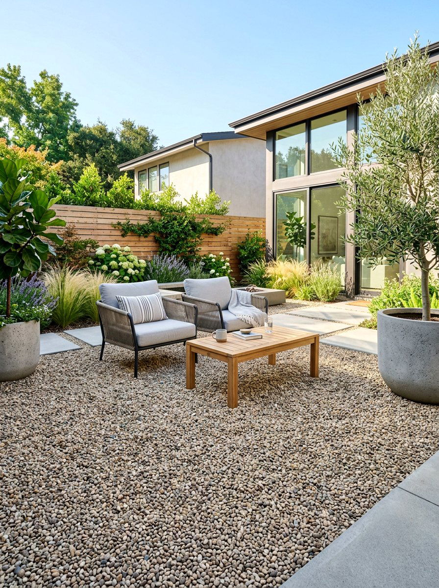 Pea Gravel Patio - 30 drought smart backyard ideas