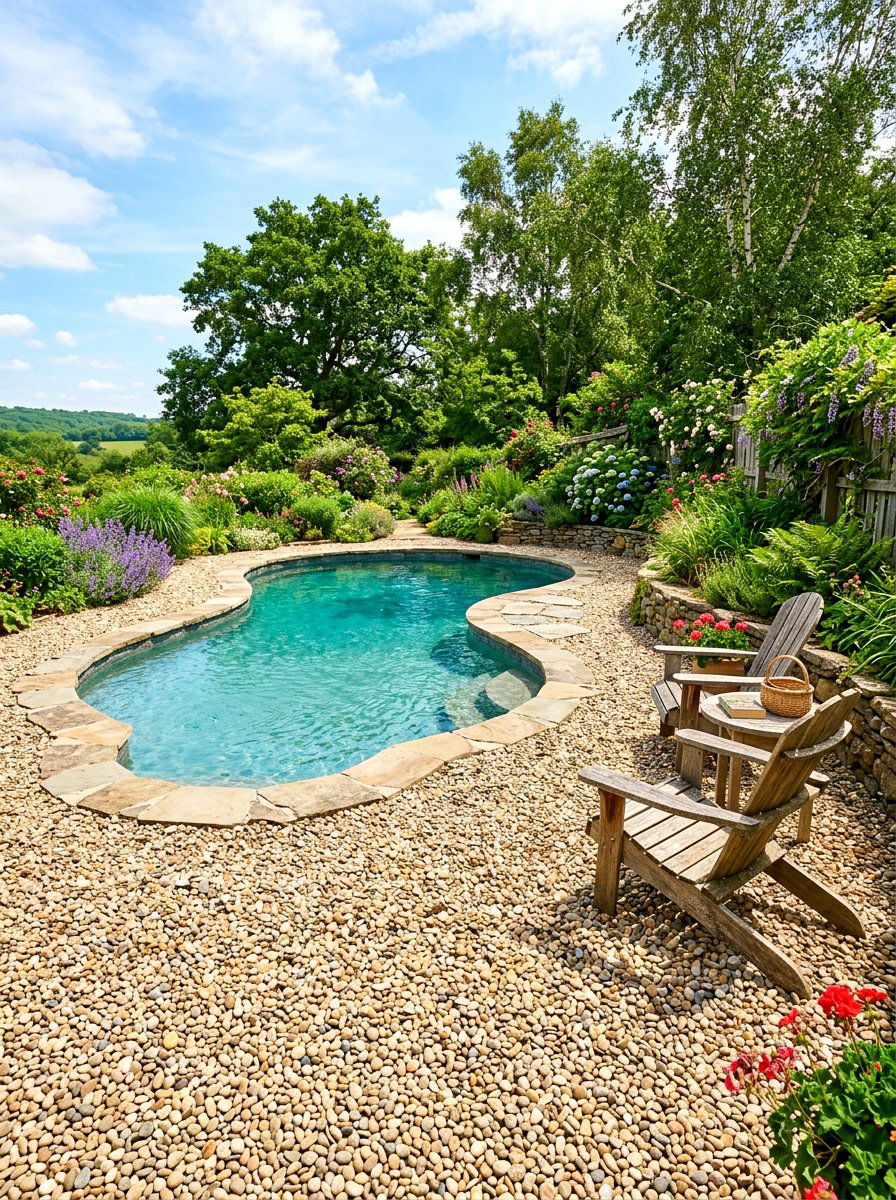 Pea Gravel Pool Deck - 30 pool deck ideas