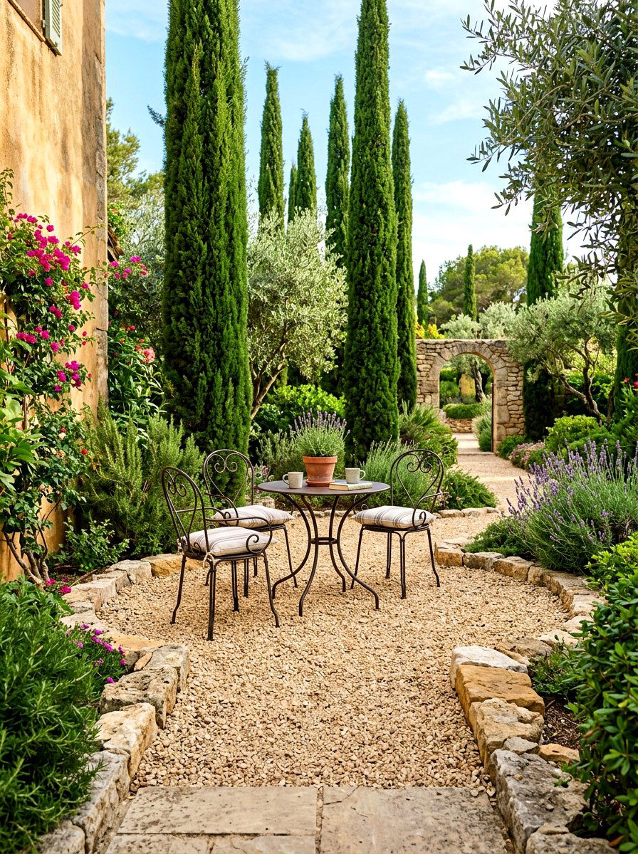 Pea Gravel Seating Area - 30 Tuscan revival patio ideas
