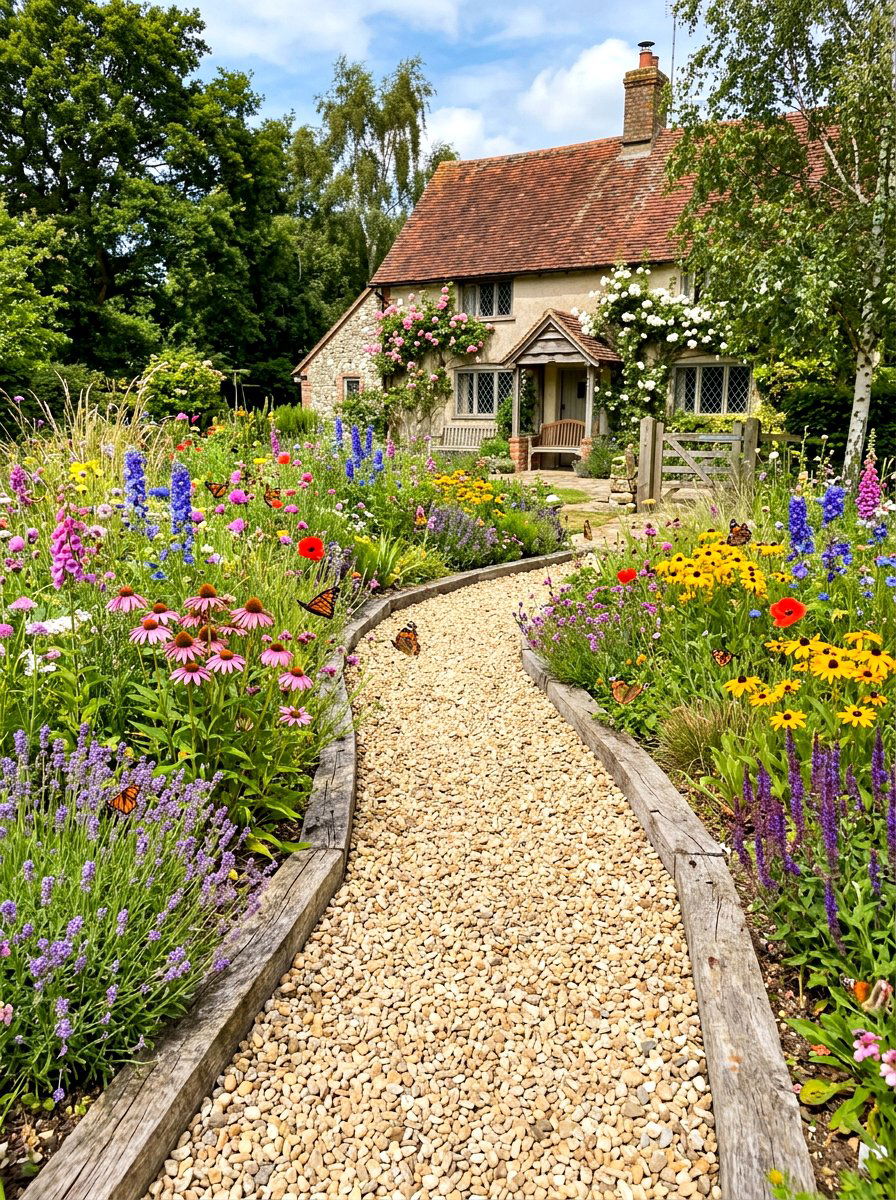 Pea Gravel Walkway - 30 front yard walkway ideas
