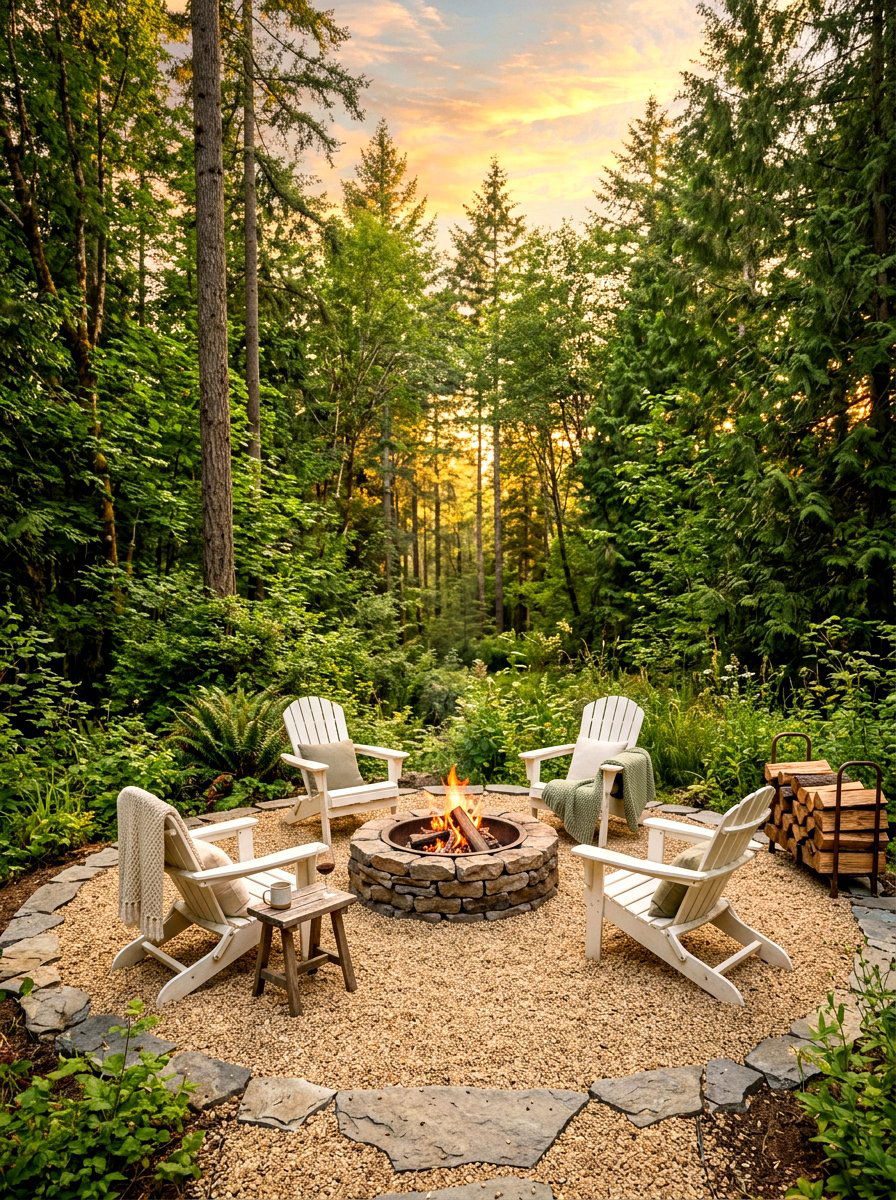 Pea gravel fire pit - 30 fire pit lounge ideas
