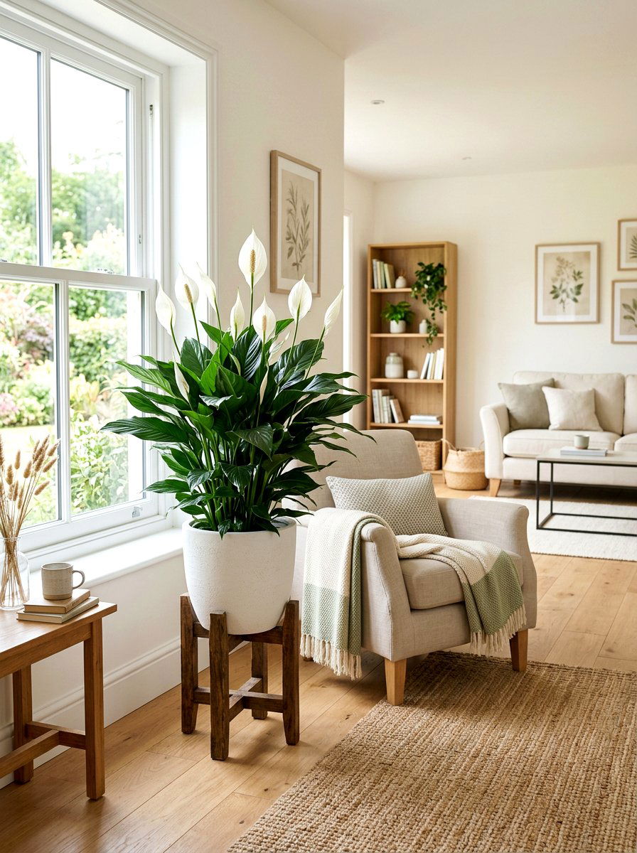 Peace Lily Floor Arrangement - 30 corner plant living room ideas