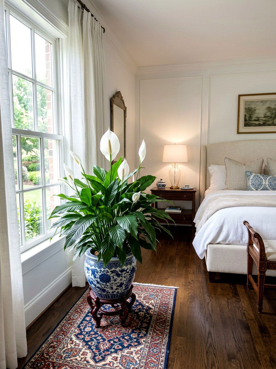 Peace Lily Floor - 30 bedroom plant decor ideas