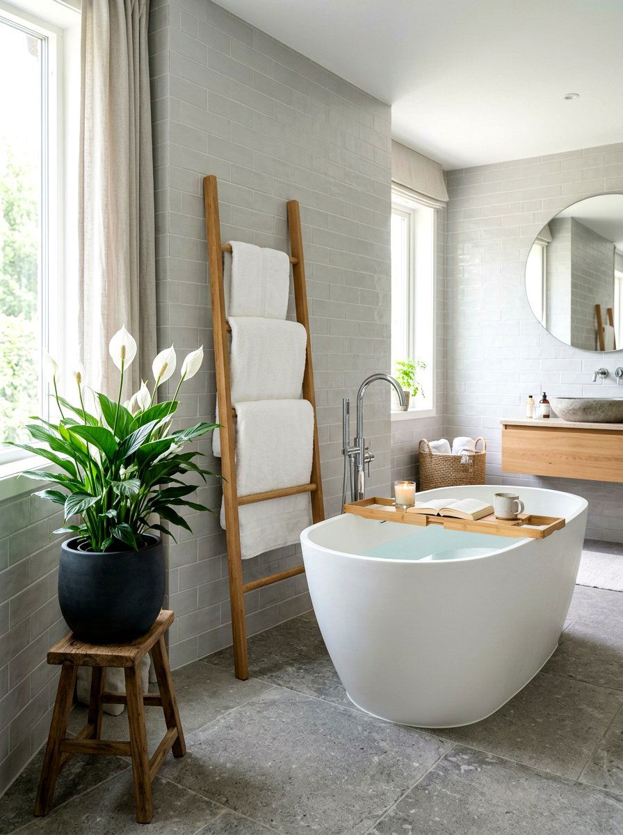 Peace lily bathroom corner - 30 low light indoor plant decor ideas