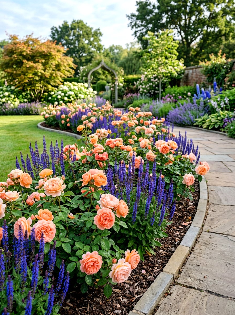 Peach And Blue Flower Bed - 30 flower bed color ideas