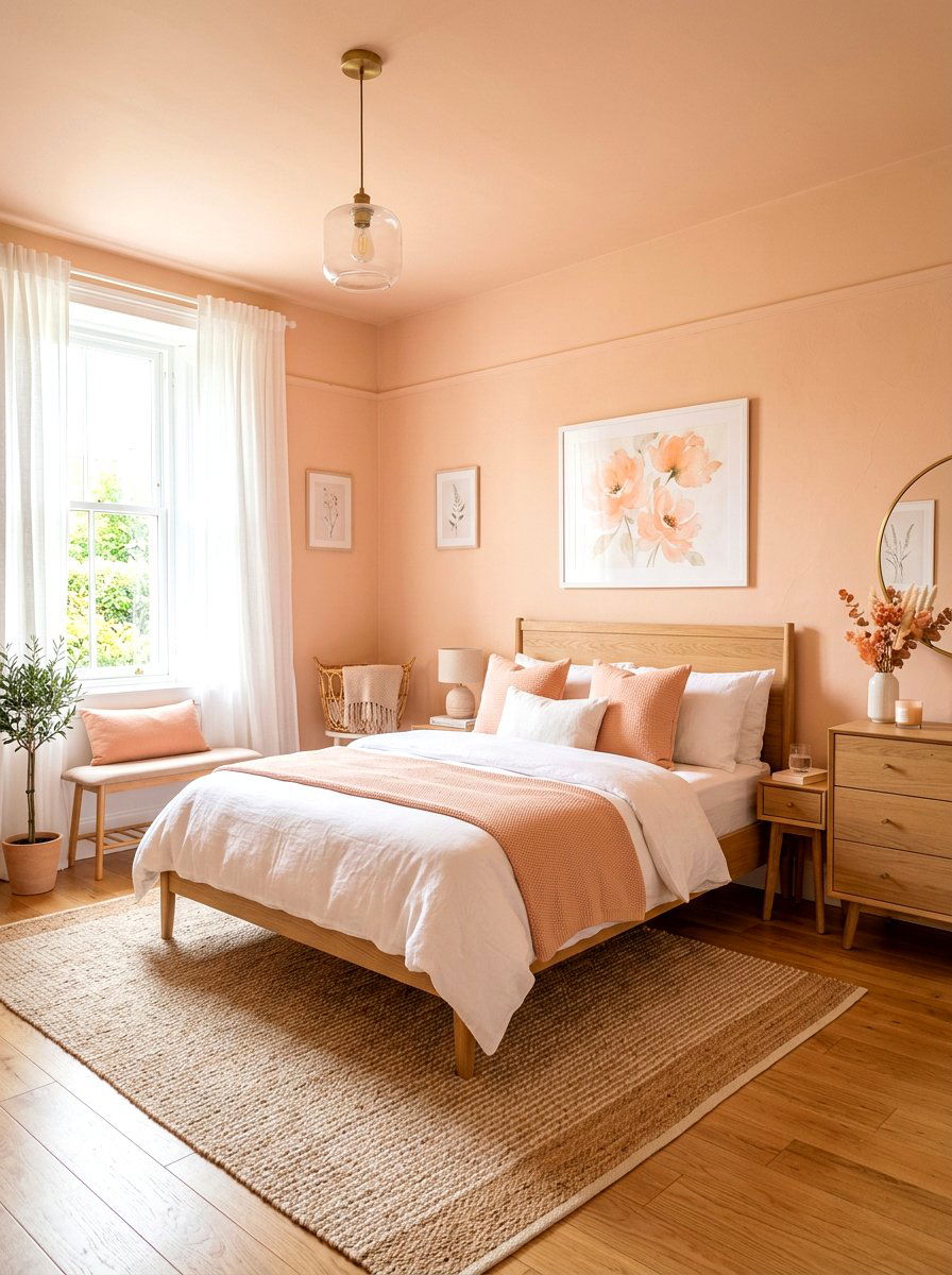 Peach Bedroom - 30 color drenched bedroom ideas