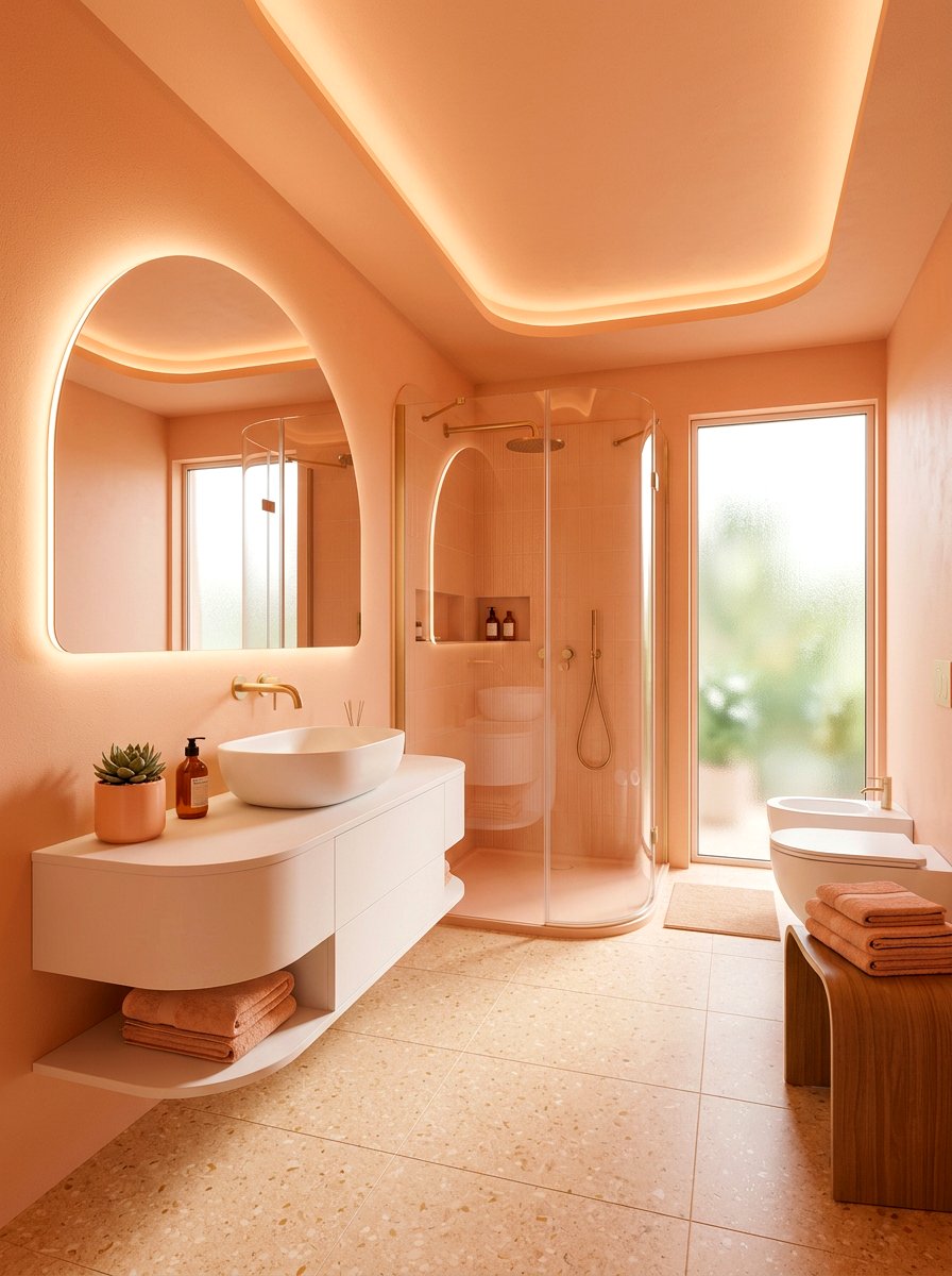 Peach Fuzz Contemporary Bathroom - 30 bathroom drenching ideas