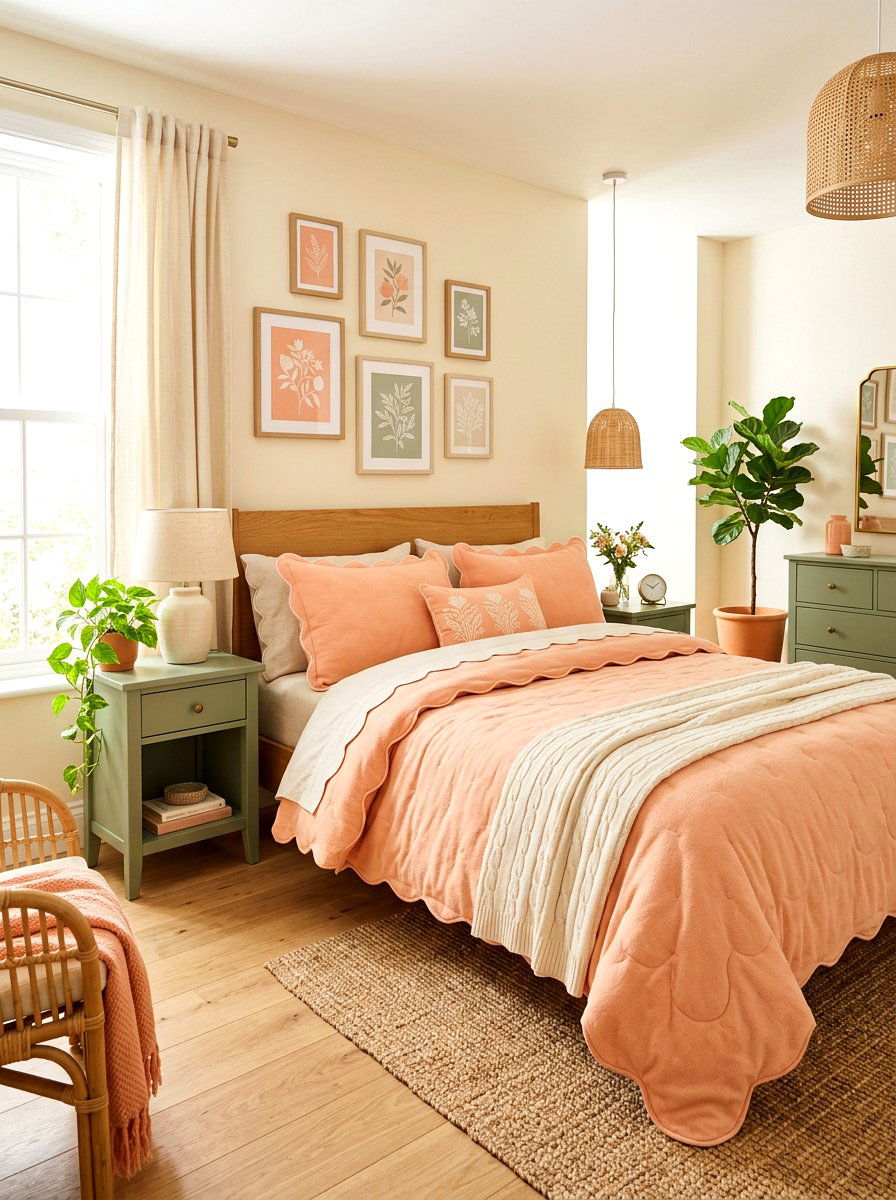 Peach Fuzz Scalloped Bedding Style - 30 scalloped pillow bedding ideas