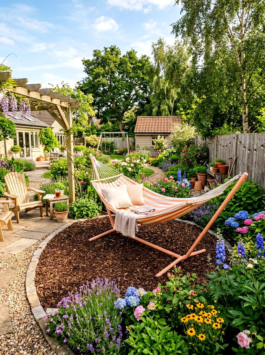 Peach Hammock Stand - 30 apricot patio ideas