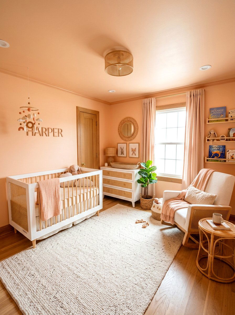 Peach Orange Nursery - 30 color drenched kids room ideas