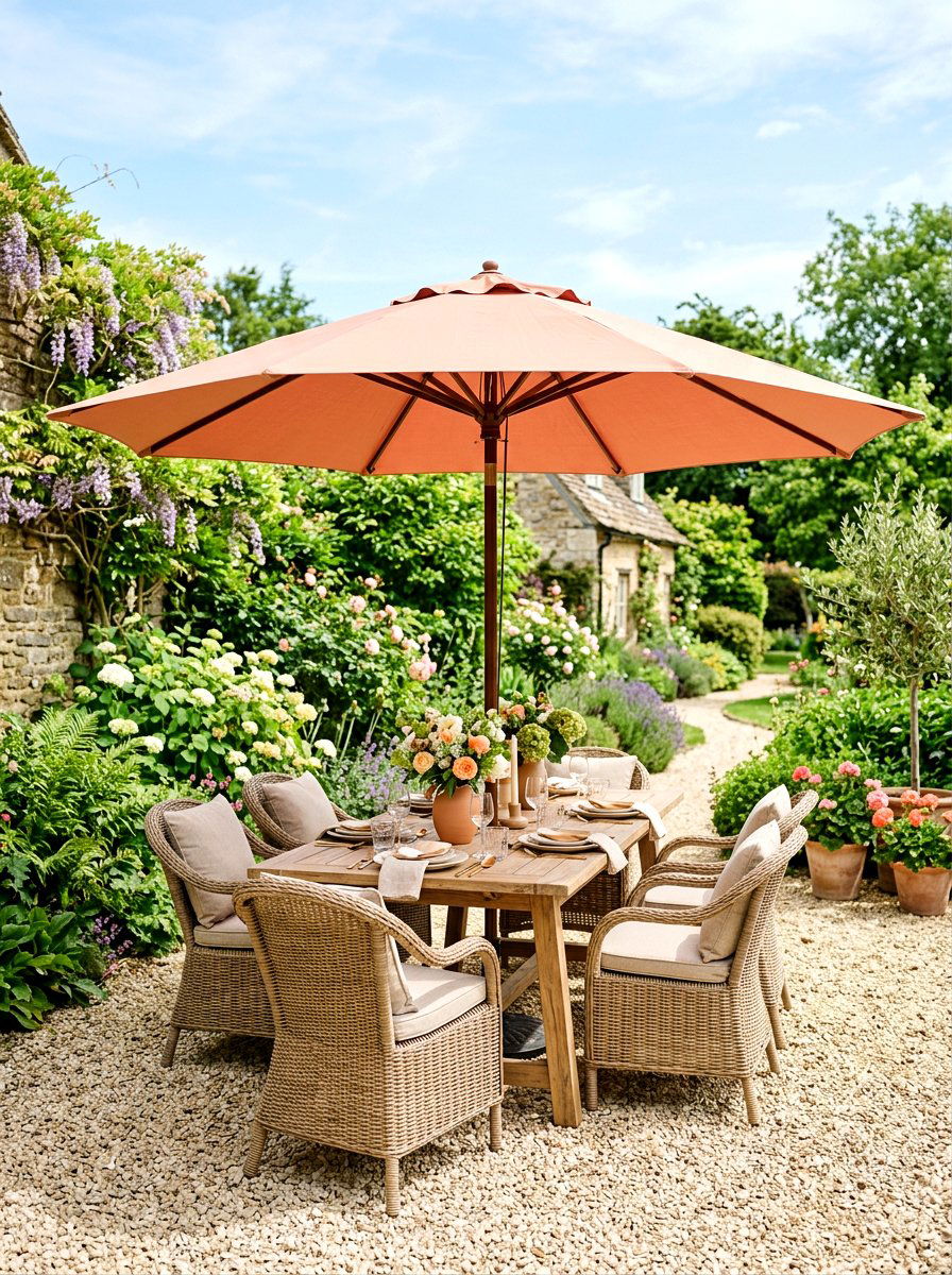 Peach Patio Umbrella - 30 apricot patio ideas