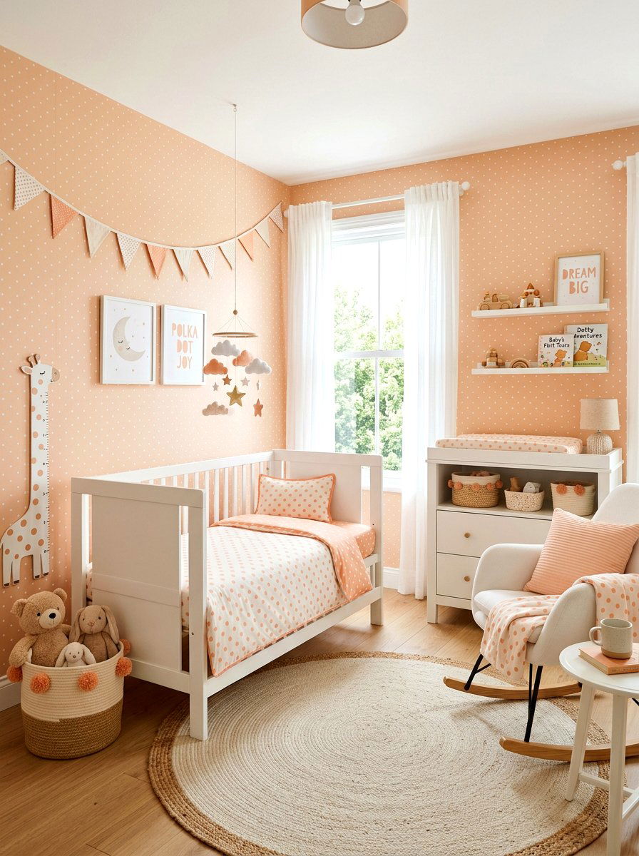 Peach Polka Dot Nursery - 30 apricot nursery ideas