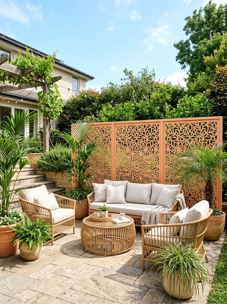 Peach Privacy Screen - 30 apricot patio ideas