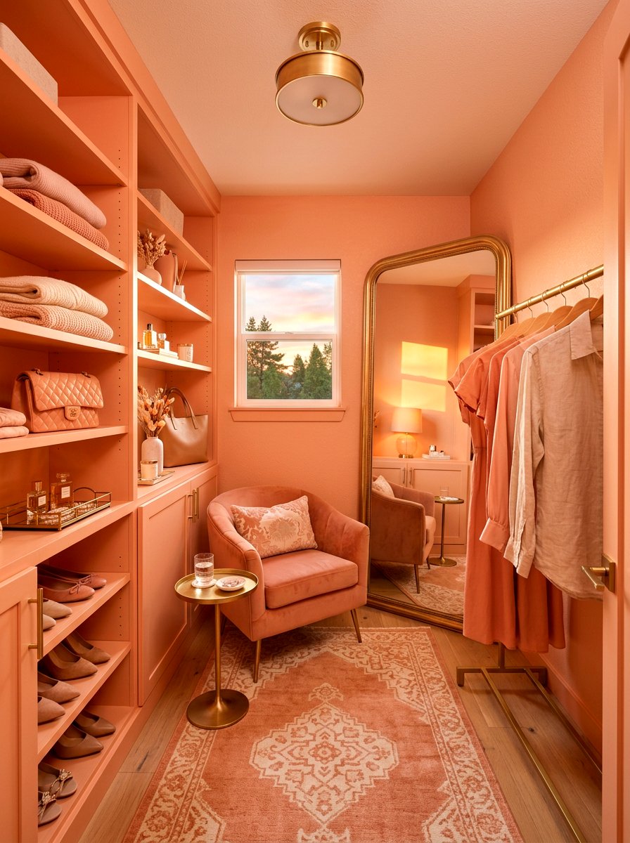 Peach Small Dressing Room - 30 color drenched small room ideas