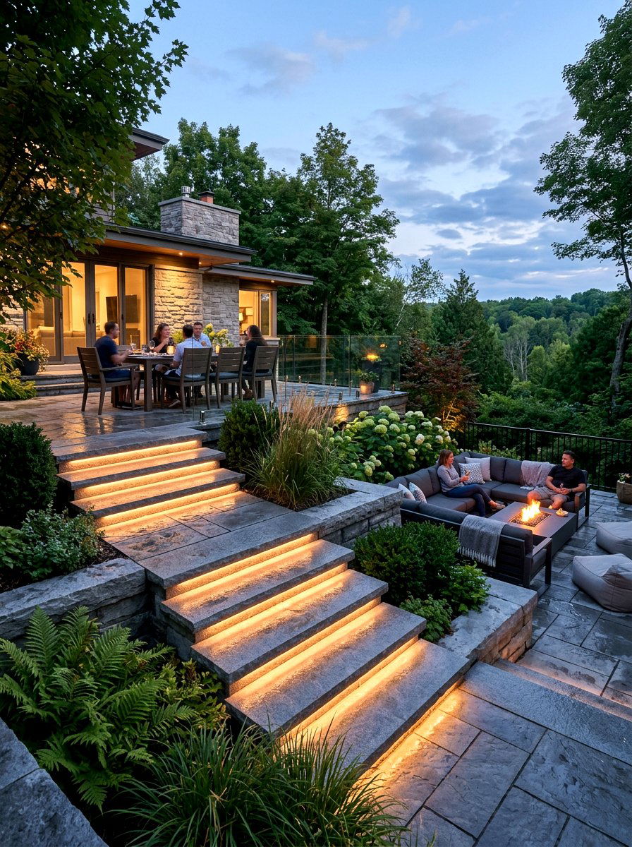Peach Steps Lighting - 30 apricot patio ideas