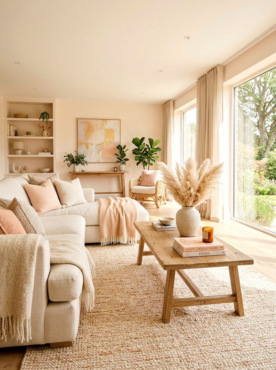 Peach and cream living room - 30 peach living room ideas