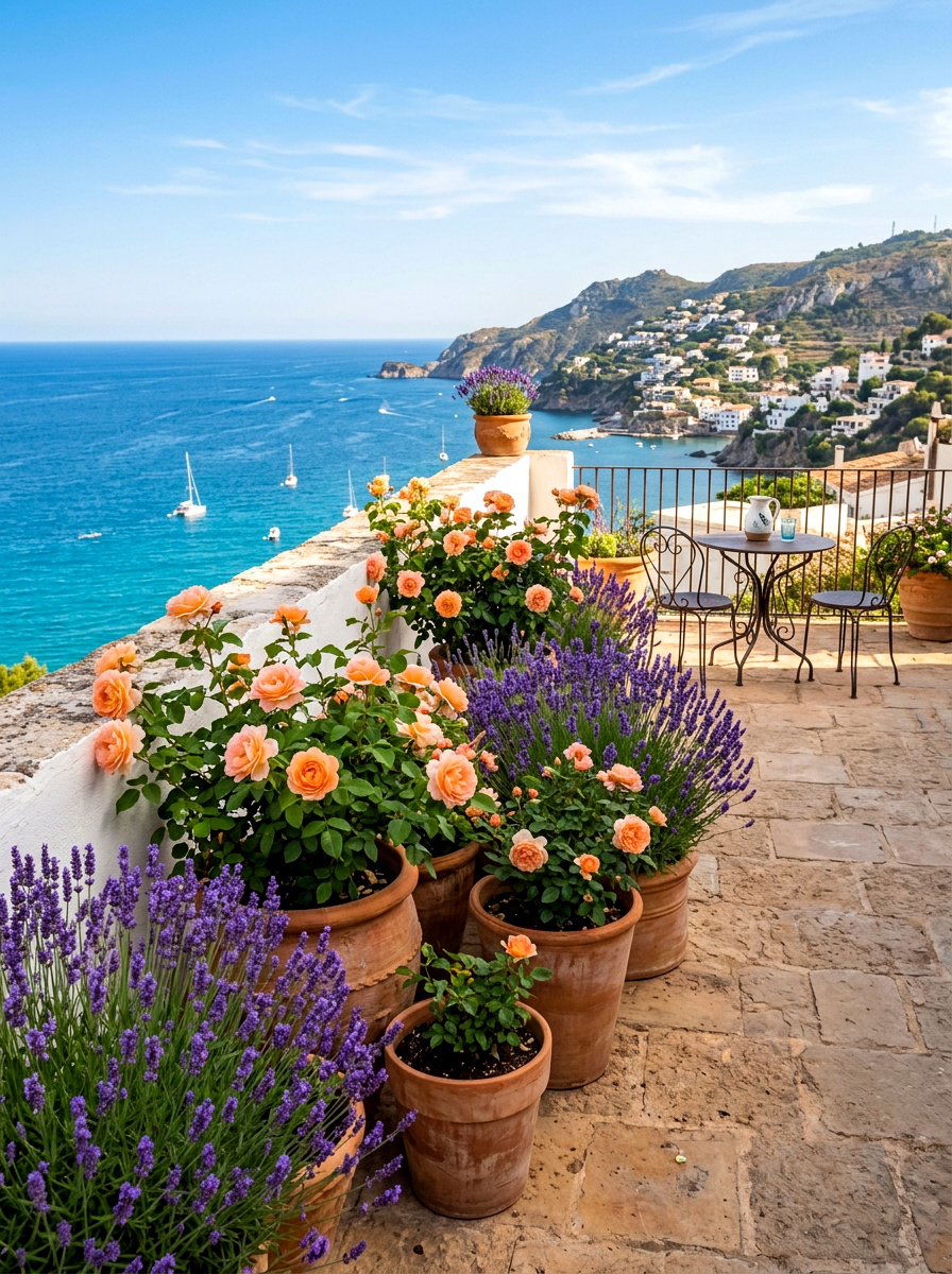 Peach and lavender container garden - 30 container garden color ideas