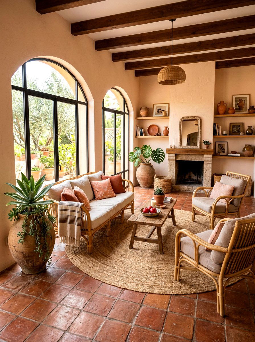 Peach and terracotta living room - 30 peach living room ideas