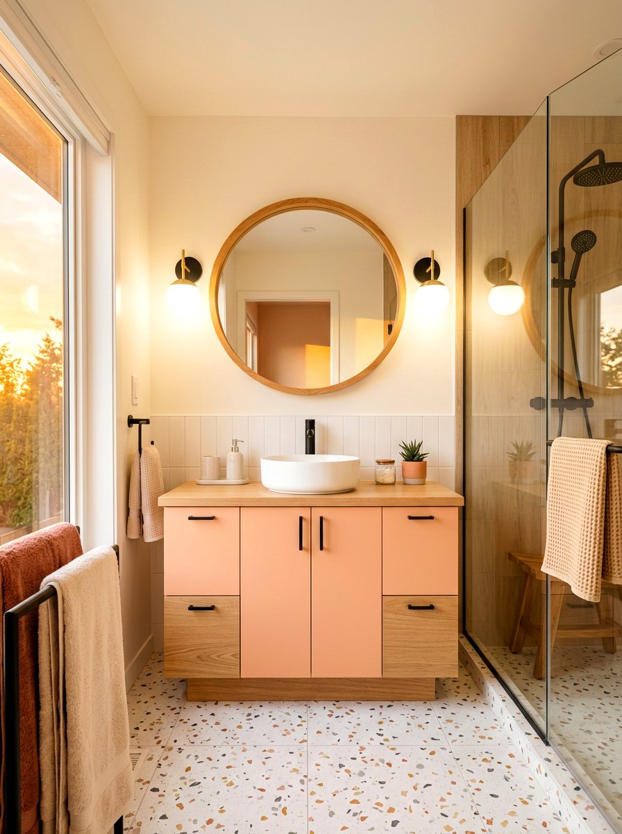 Peach bathroom vanity - 30 painted bathroom vanity ideas