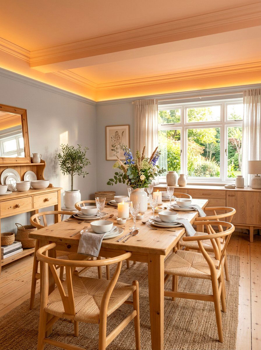 Peach dining room ceiling - 30 painted ceiling dining room ideas