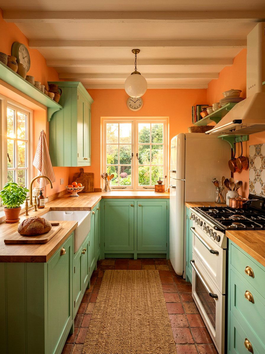Peach kitchen walls - 30 color pop kitchen ideas