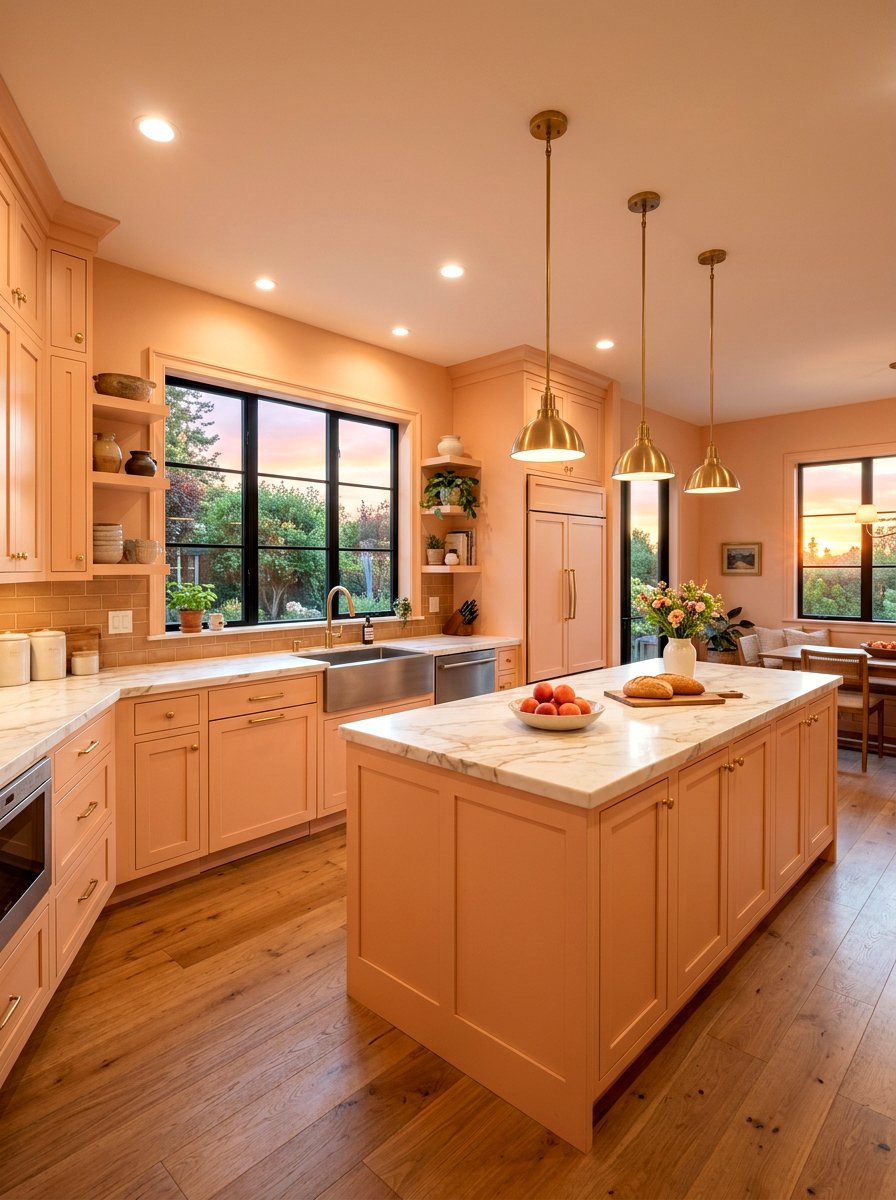 Peach kitchen - 30 color drenched kitchen ideas