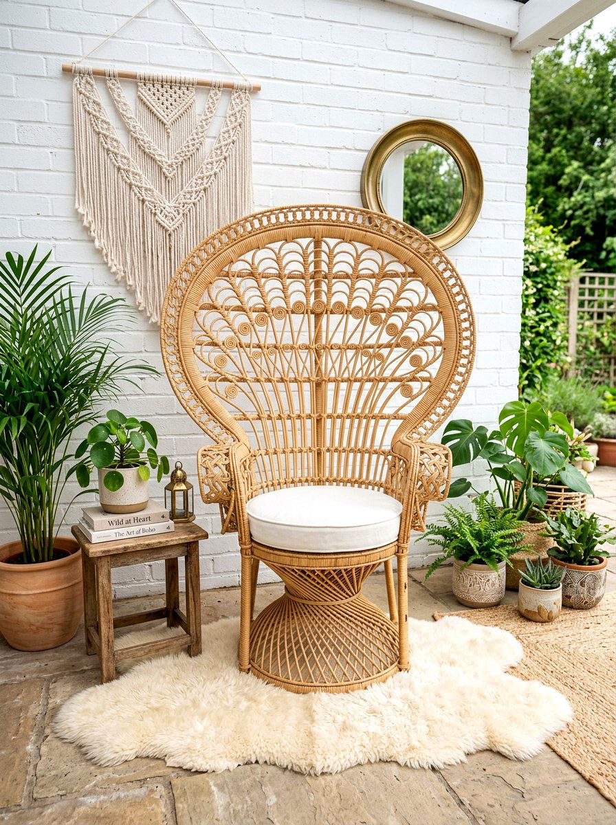 Peacock garden chair - 30 boho outdoor furniture ideas