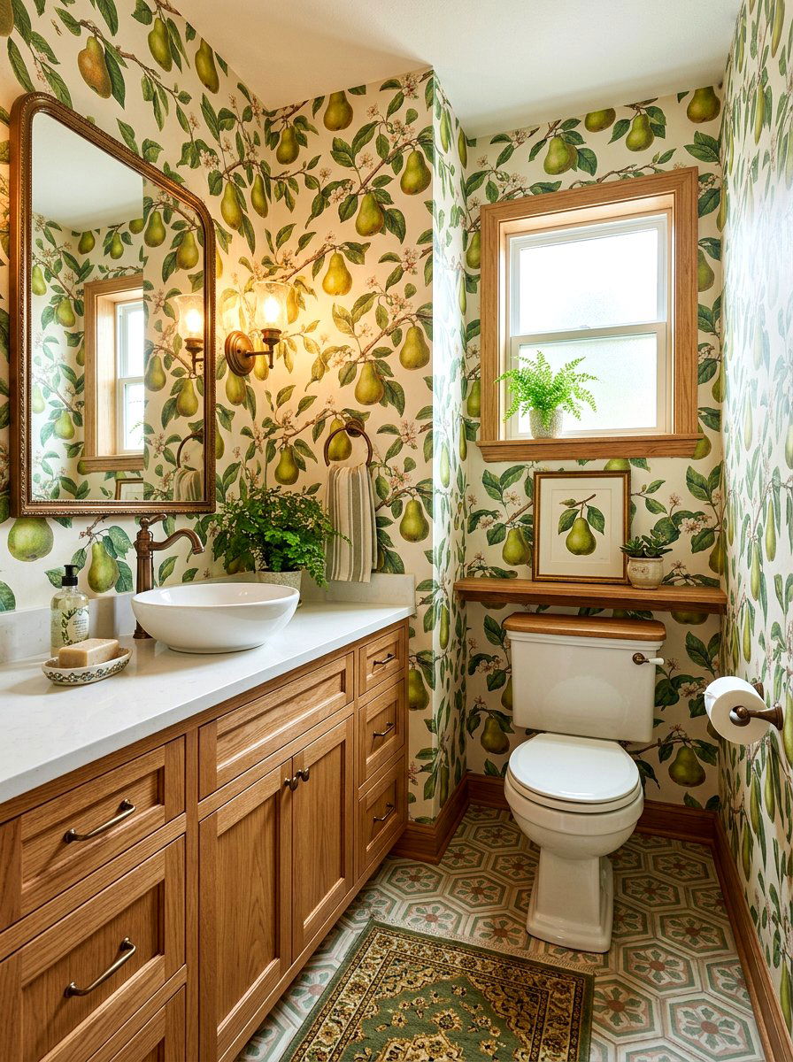 Pear Wallpaper - 30 fruit wallpaper powder room ideas
