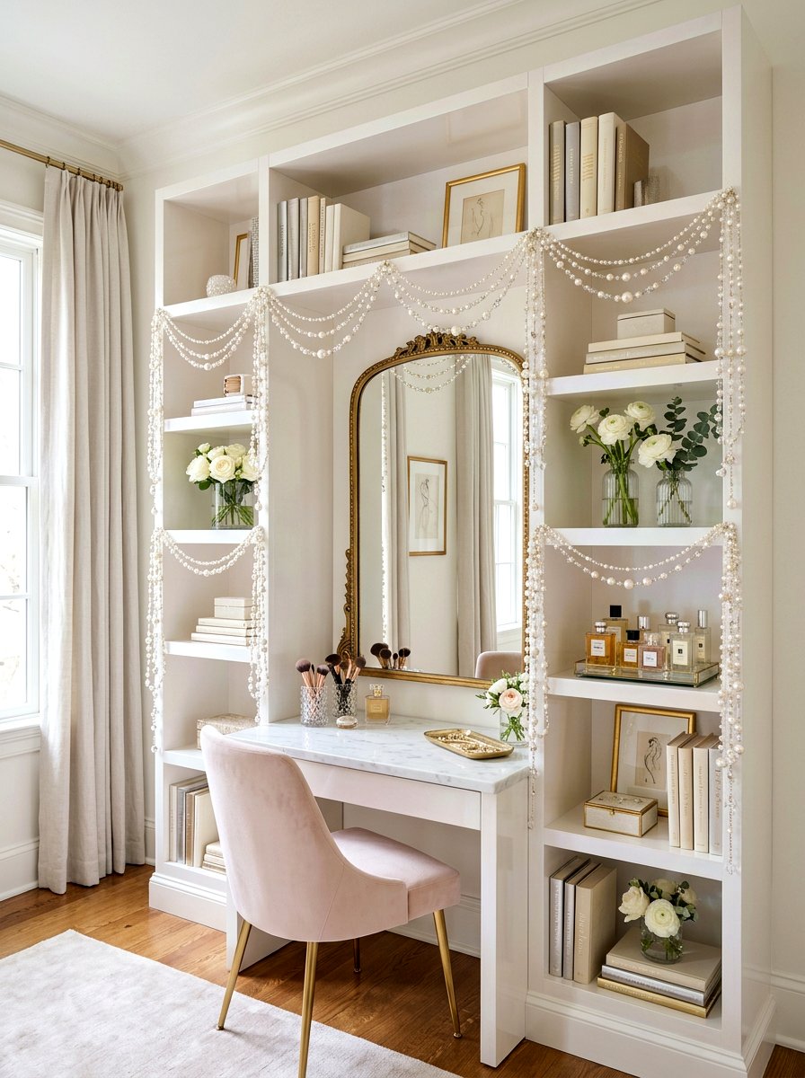 Pearl Bookshelf Garland - 30 bookshelf garland ideas