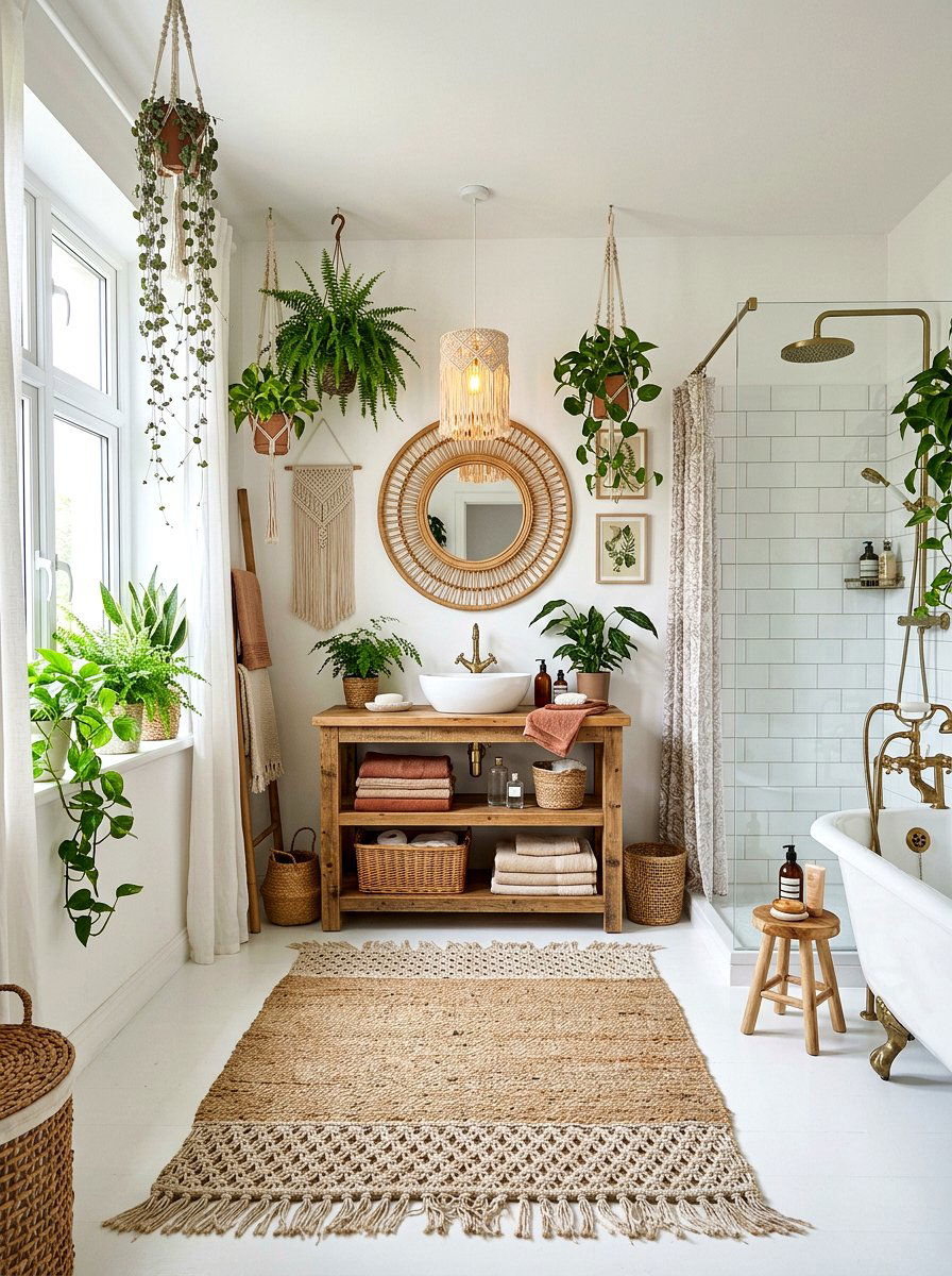 Pearl White Bohemian Bathroom - 30 pearl white bathroom ideas