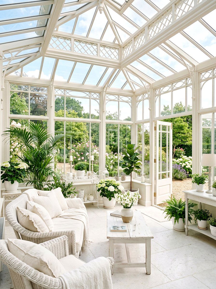 Pearl White Conservatory - 30 monochrome room ideas
