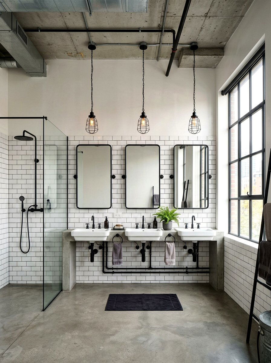 Pearl White Industrial Bathroom - 30 pearl white bathroom ideas