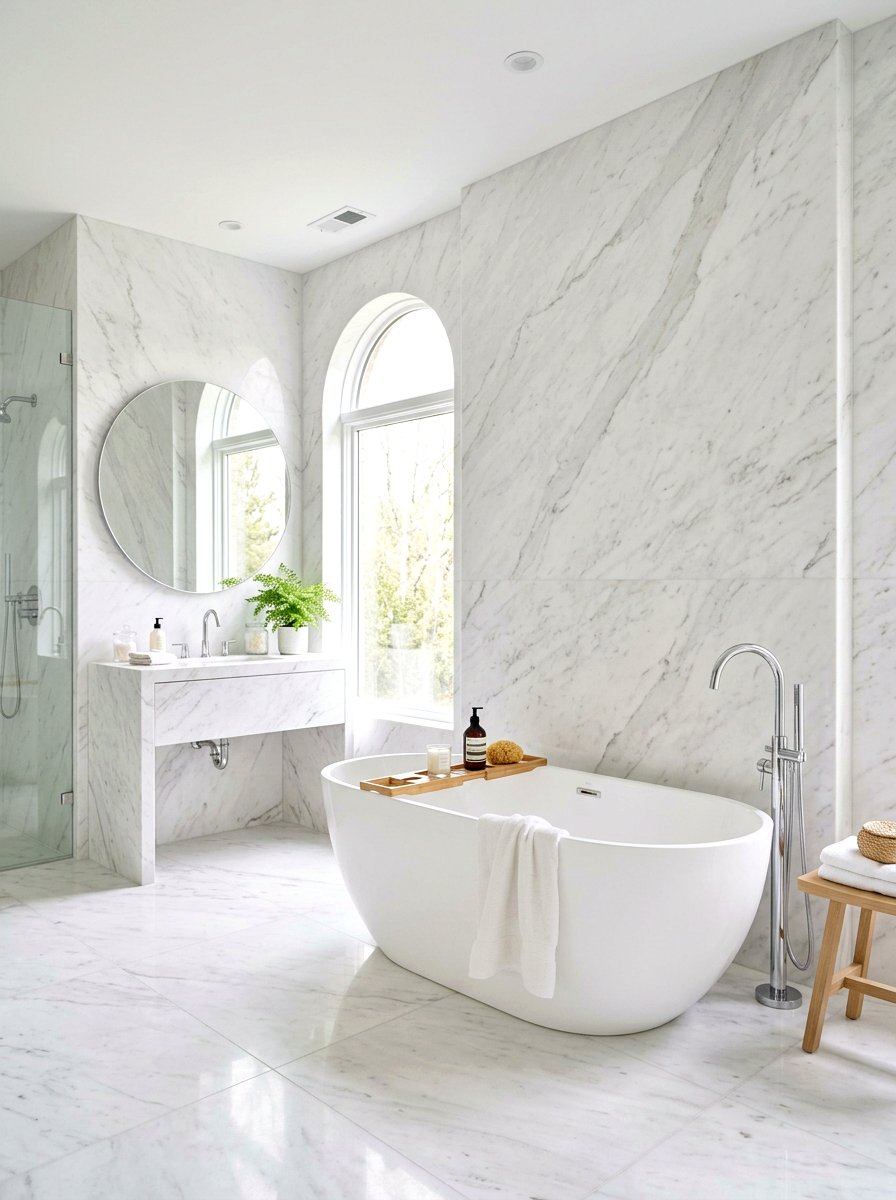 Pearl White Marble - 30 pearl white bathroom ideas