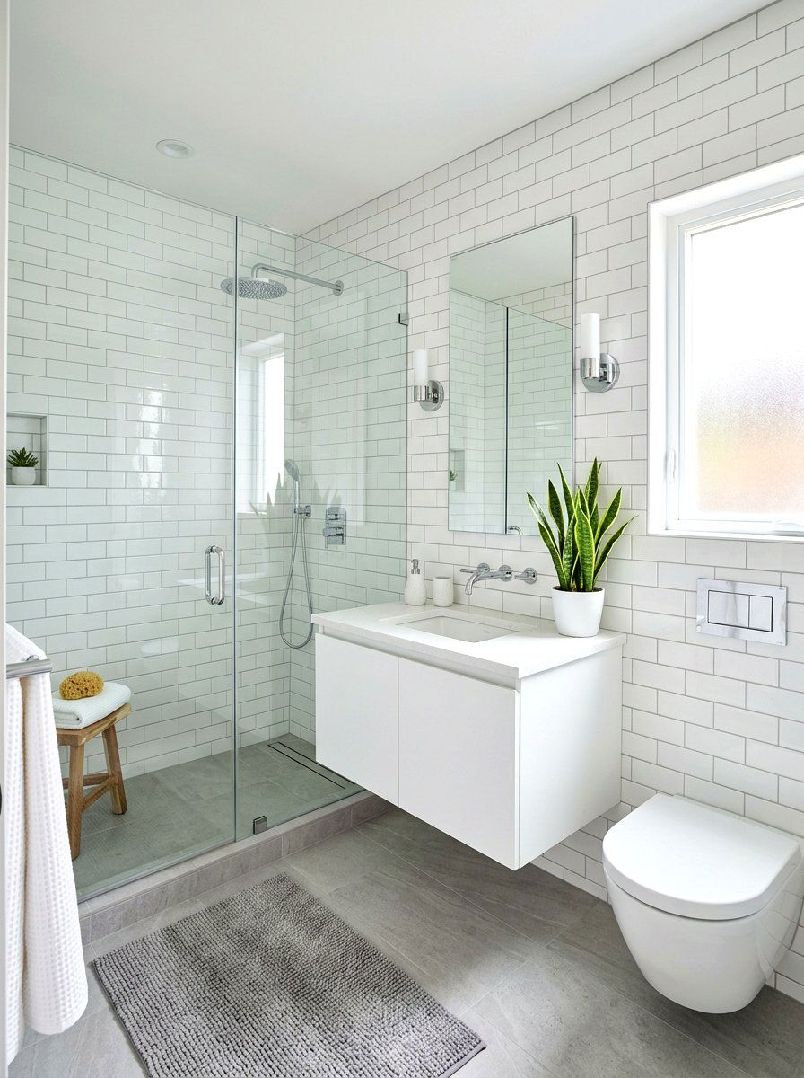Pearl White Subway Tile - 30 pearl white bathroom ideas