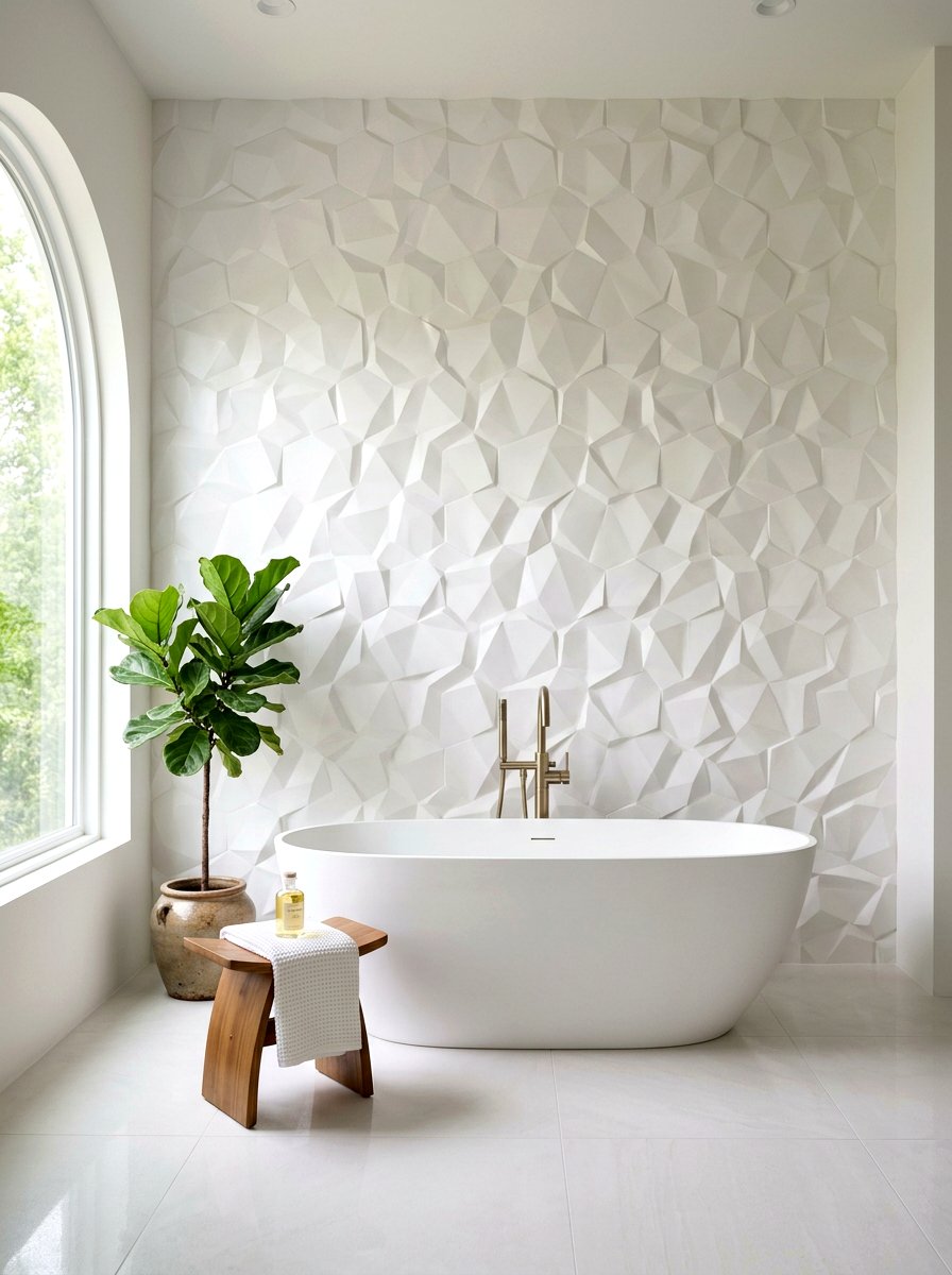 Pearl White Textured Wall - 30 pearl white bathroom ideas