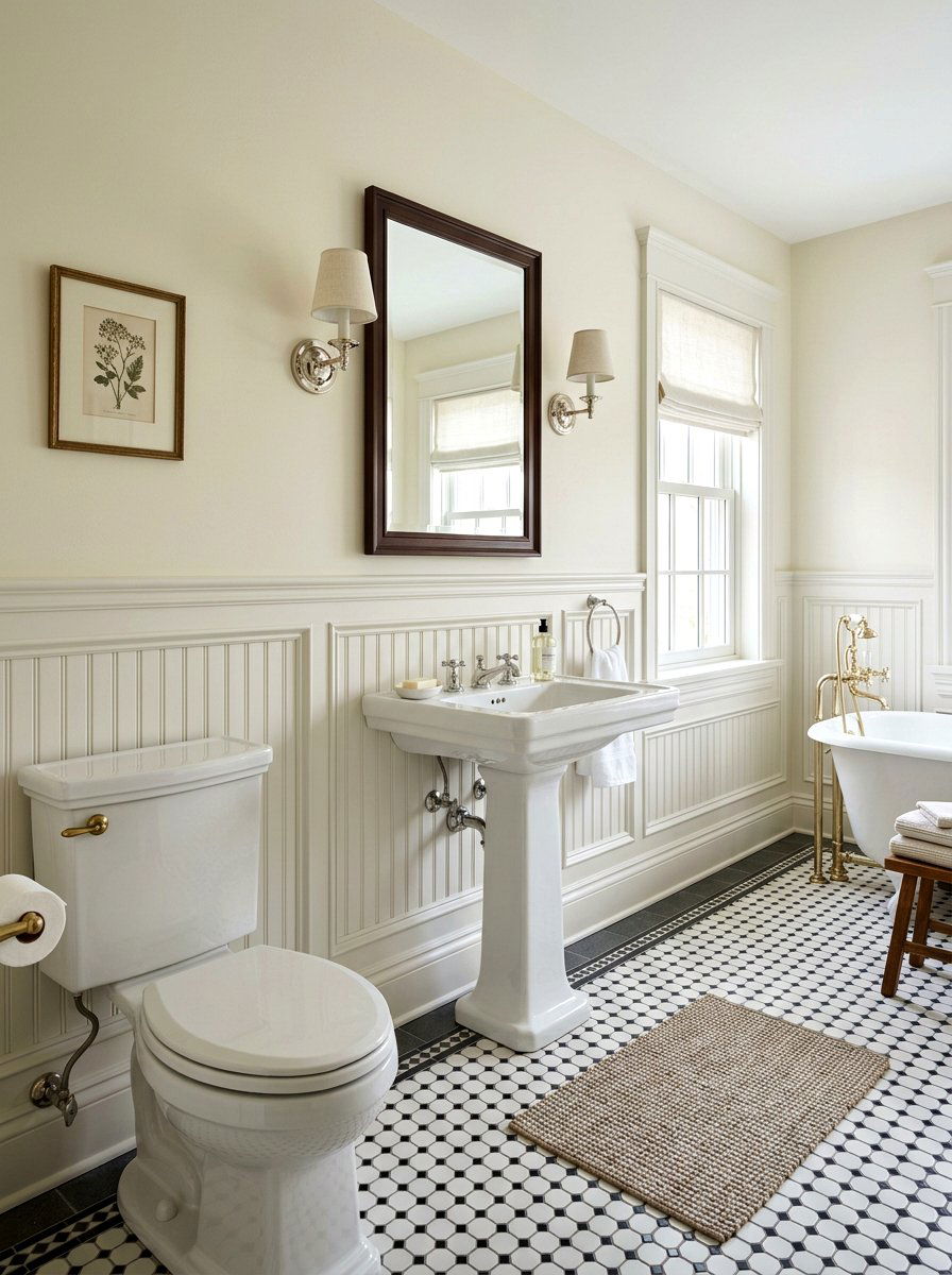 Pearl White Wainscoting - 30 pearl white bathroom ideas