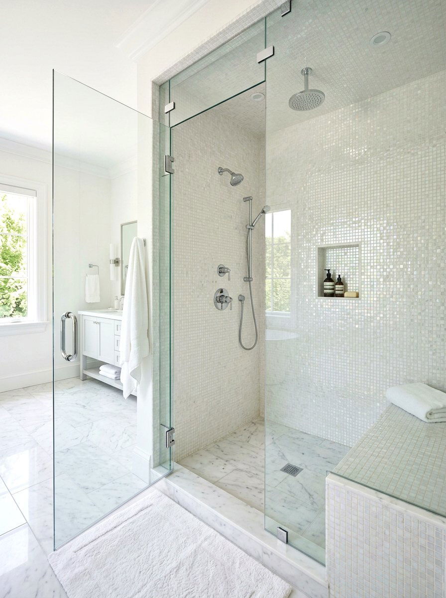 Pearl White Walk In Shower - 30 pearl white bathroom ideas