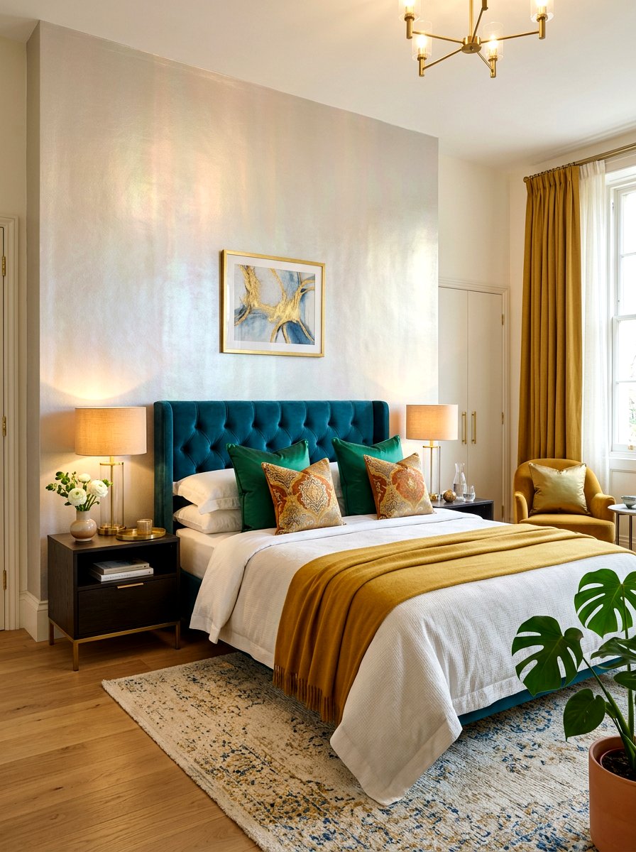 Pearlescent finish accent wall - 30 iridescent home decor ideas