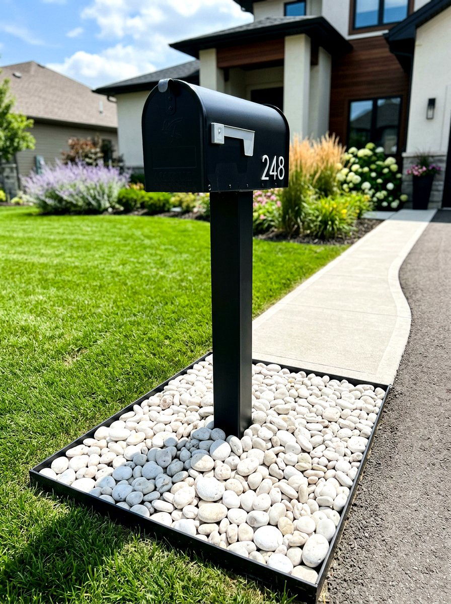 Pebble Base Mailbox Landscaping - 30 mailbox curb appeal ideas