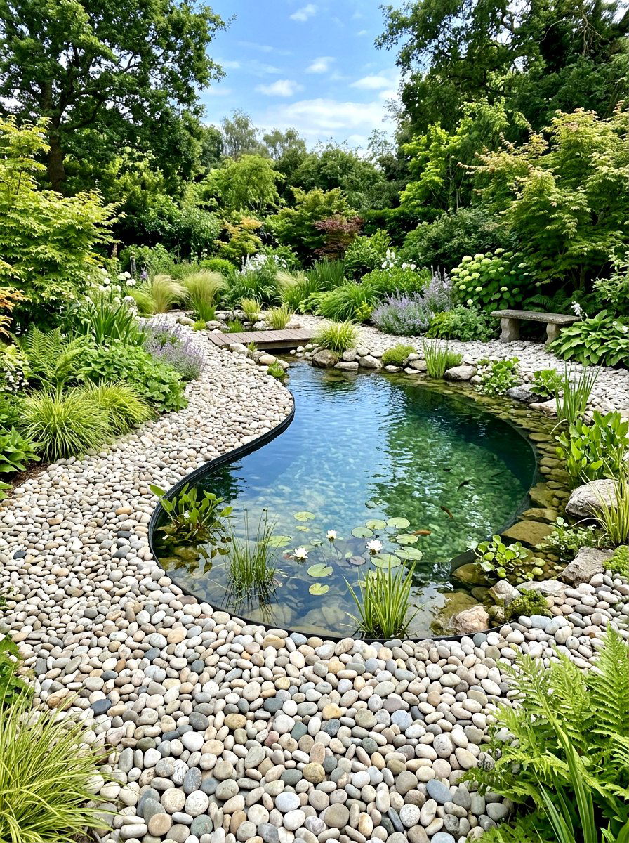 Pebble Border Pond - 30 frog pond ideas